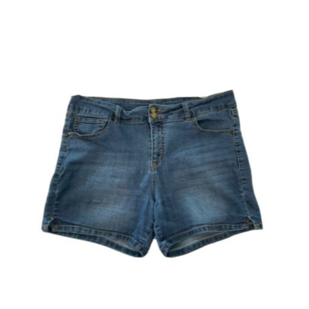 d. jeans Women's Denim shorts 5 Pocket Size 14 Vented Leg 2 Button Front